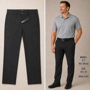 Fashion Nova Men Modern Stretch Slim Trouser Black‎ FNMK145 Size 36 Mens Pants